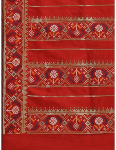 KAPAAHA Woven Navratan Patola Saree (Navy)